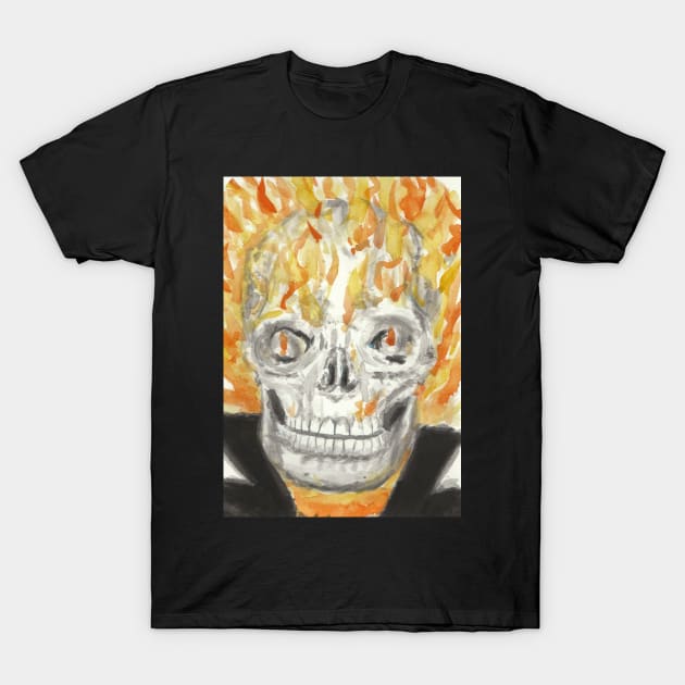Skull on fire T-Shirt by SamsArtworks